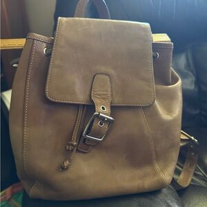 COACH Vintage Light Tan Leather Legacy Drawstring Backpack Bag 9569 small